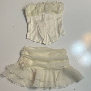 Peppermayo Cream Ruffled Skirt Set